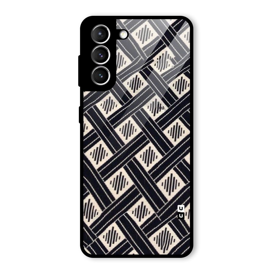 Black Beige Criscros Glass Back Case for Galaxy S21 5G