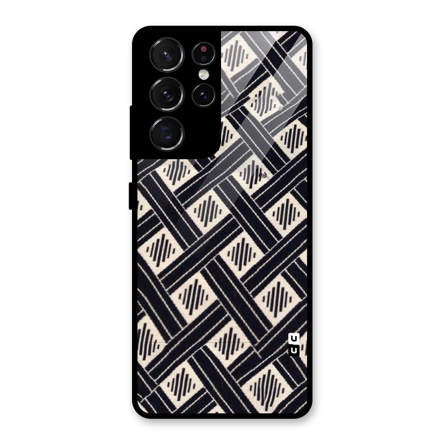 Black Beige Criscros Glass Back Case for Galaxy S21 Ultra 5G