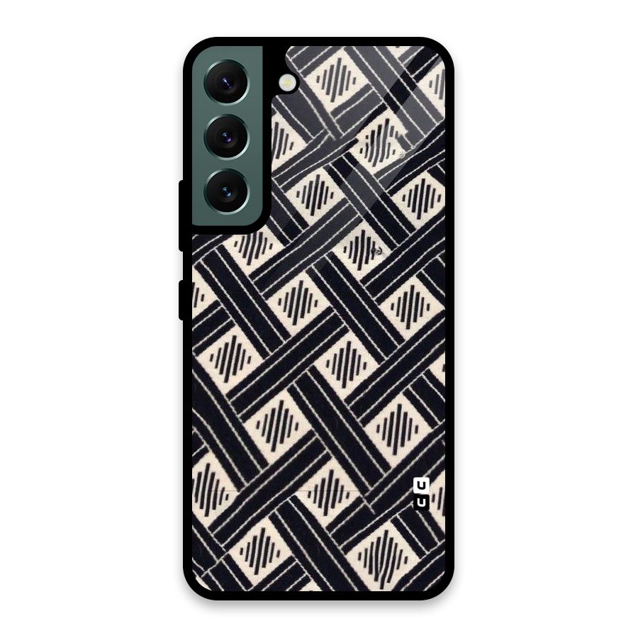 Black Beige Criscros Glass Back Case for Galaxy S22 5G
