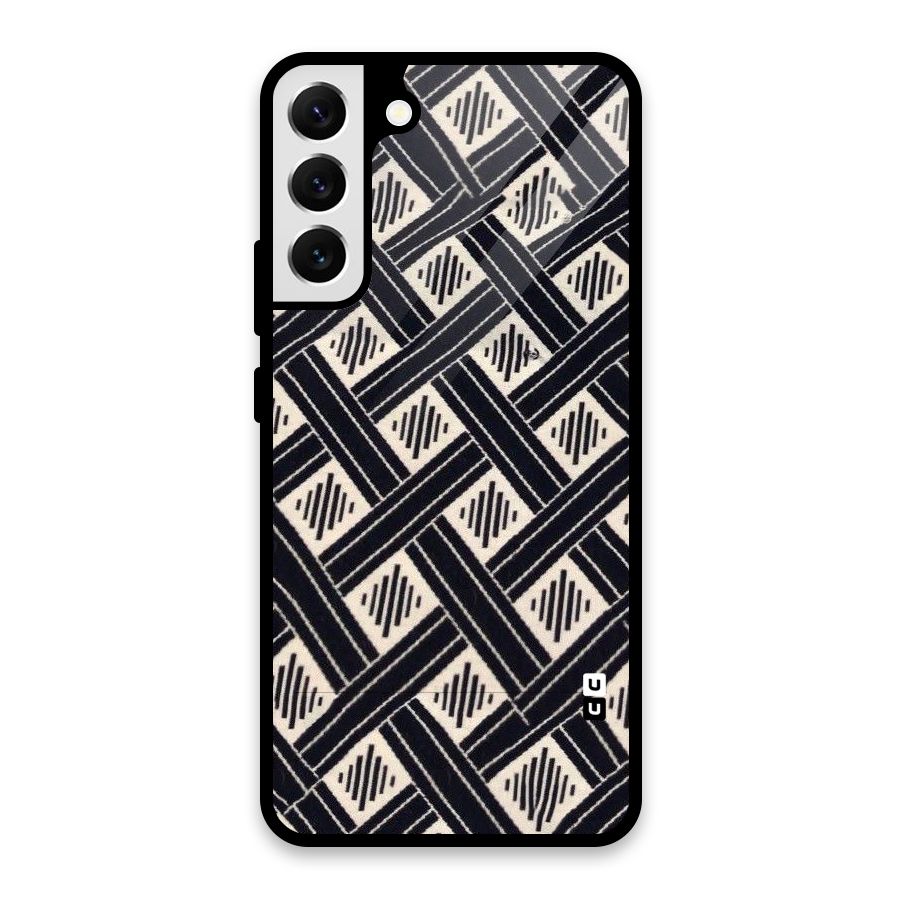 Black Beige Criscros Glass Back Case for Galaxy S22 Plus 5G