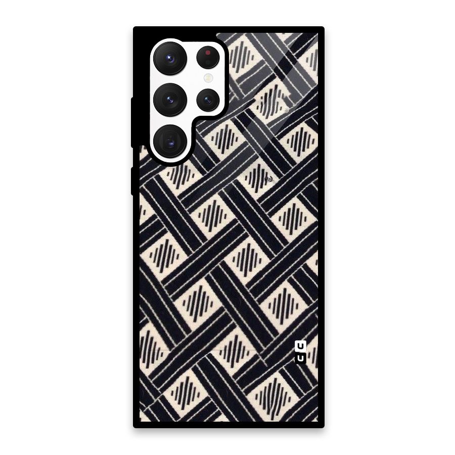 Black Beige Criscros Glass Back Case for Galaxy S22 Ultra 5G