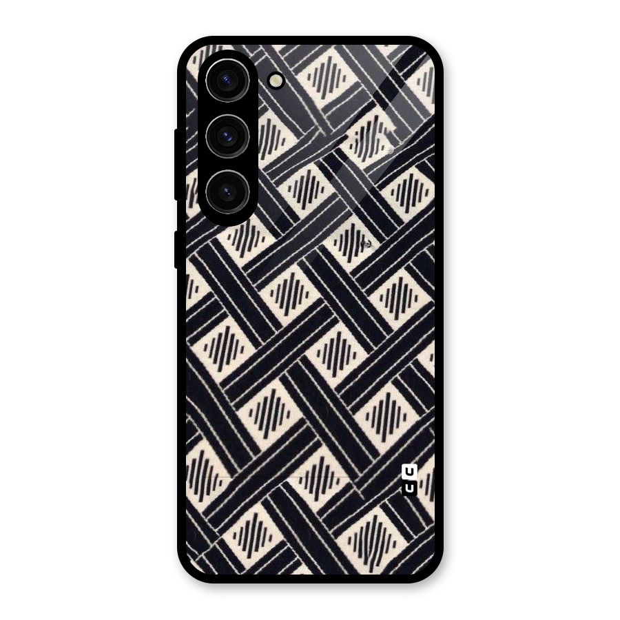 Black Beige Criscros Glass Back Case for Galaxy S23 Plus