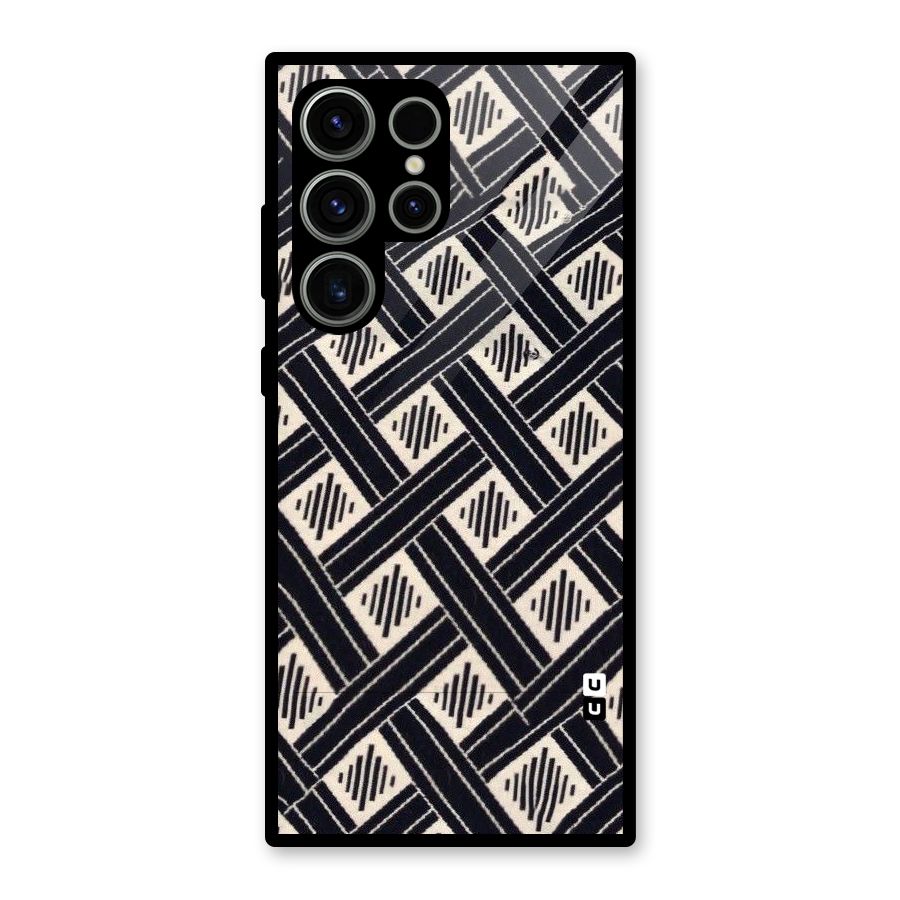 Black Beige Criscros Glass Back Case for Galaxy S23 Ultra