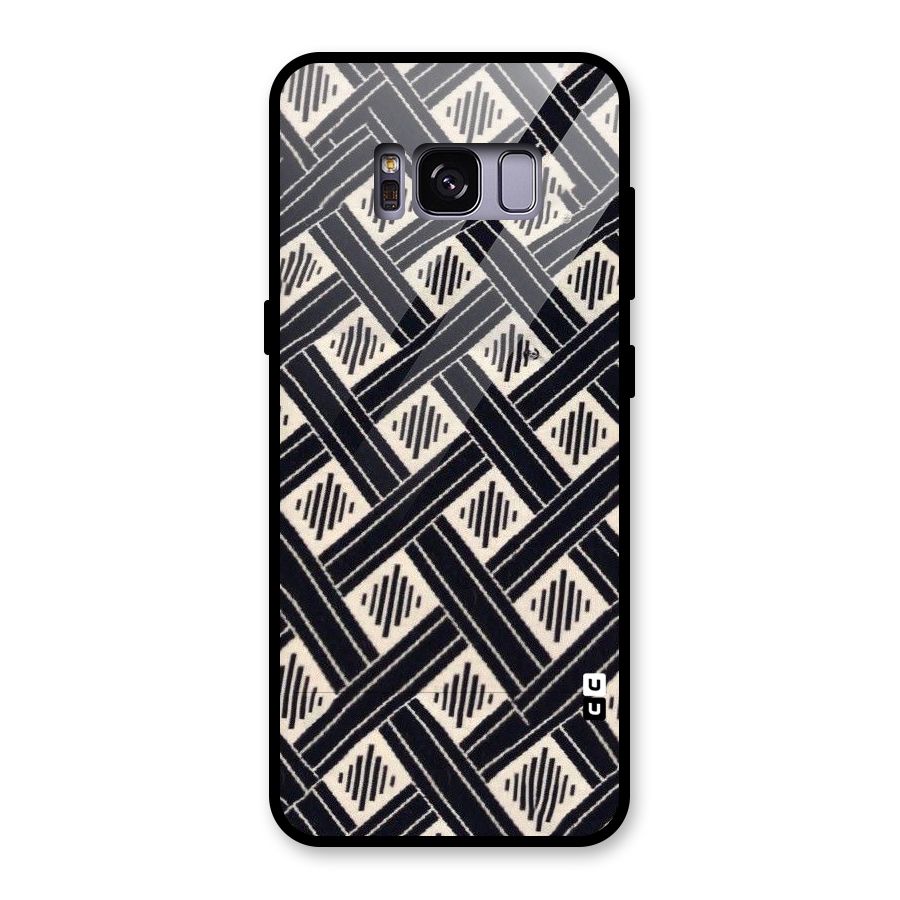 Black Beige Criscros Glass Back Case for Galaxy S8
