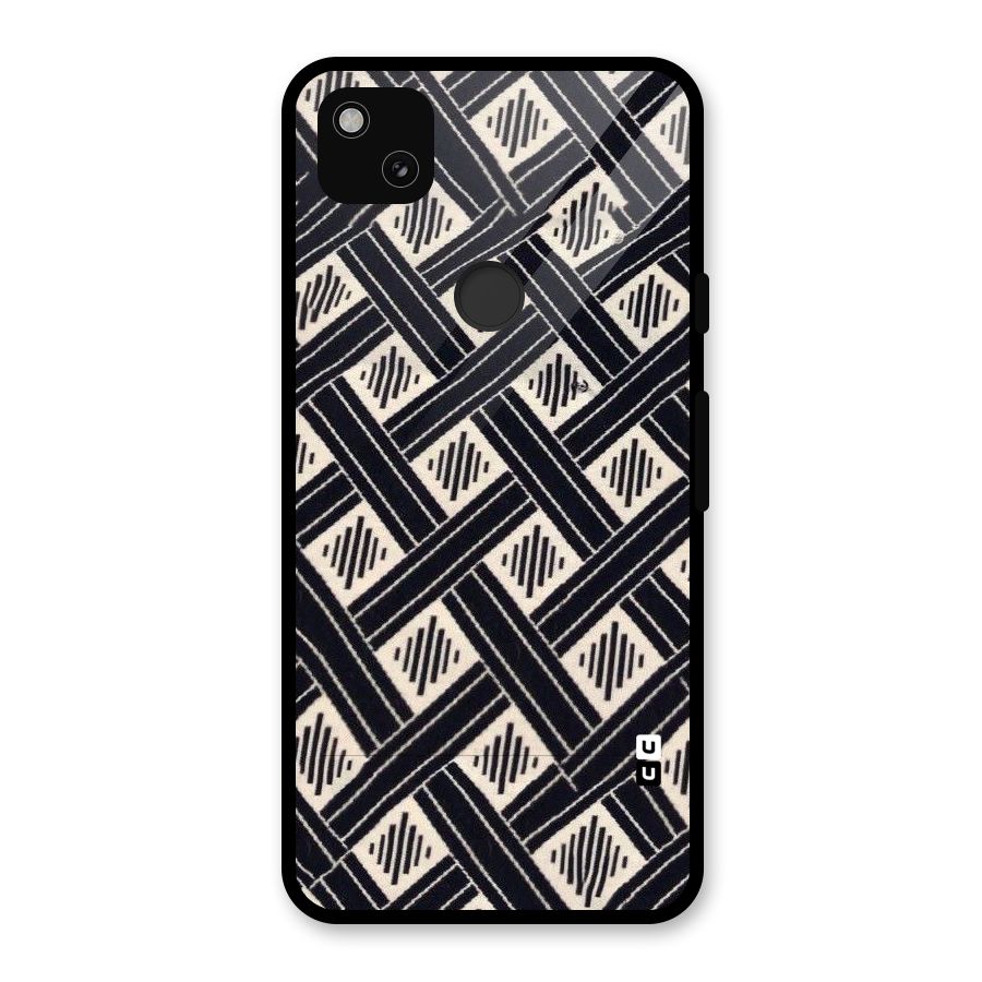 Black Beige Criscros Glass Back Case for Google Pixel 4a