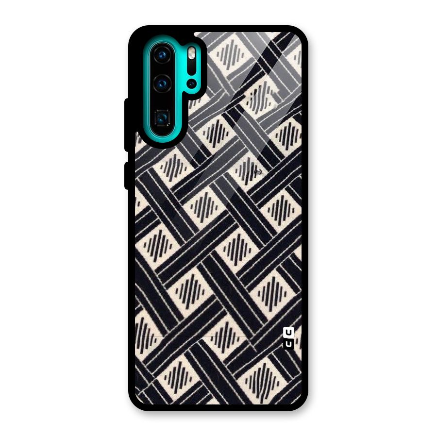 Black Beige Criscros Glass Back Case for Huawei P30 Pro