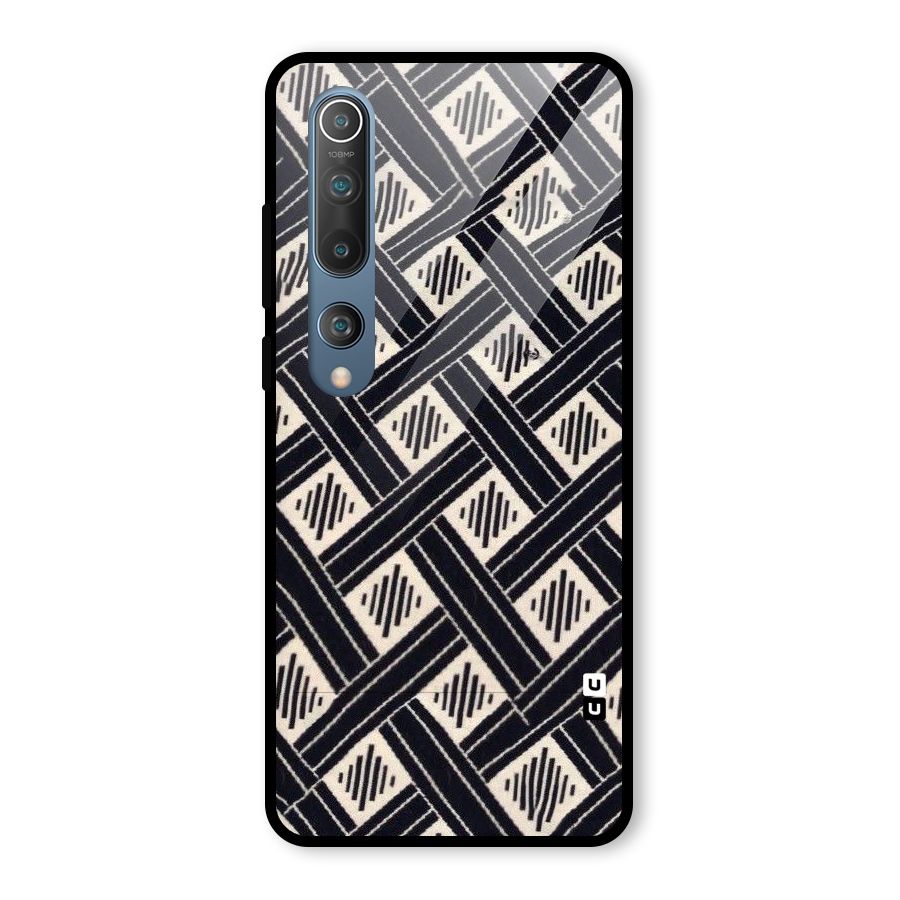 Black Beige Criscros Glass Back Case for Mi 10