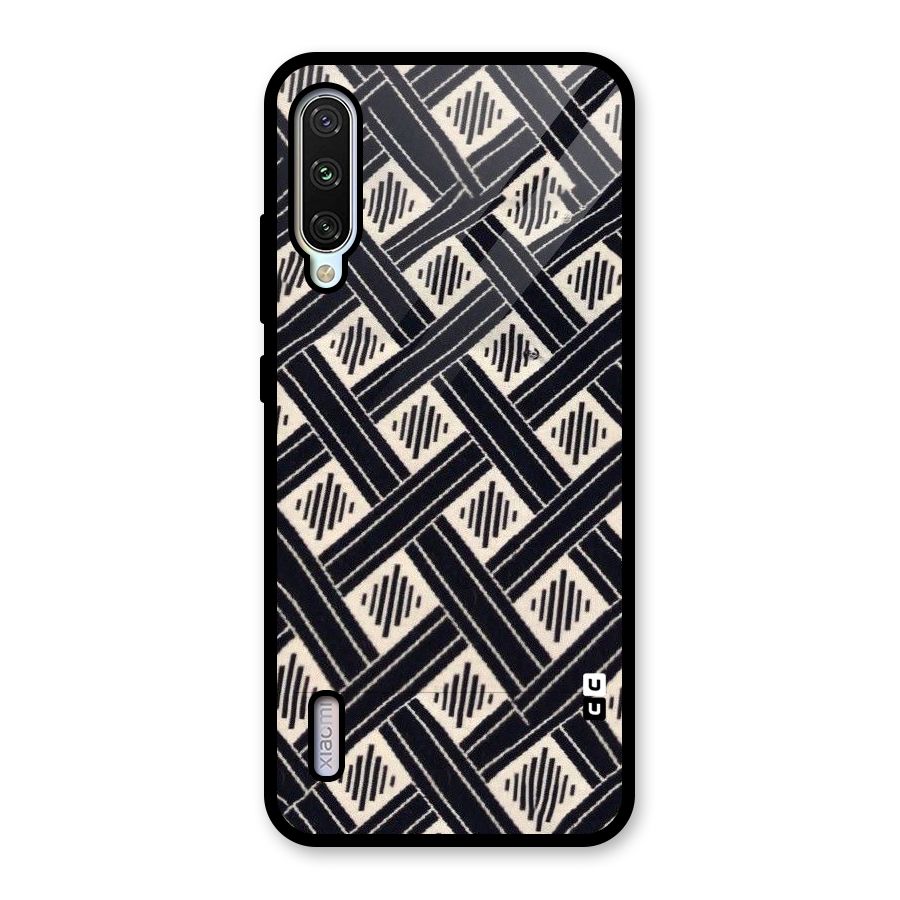 Black Beige Criscros Glass Back Case for Mi A3