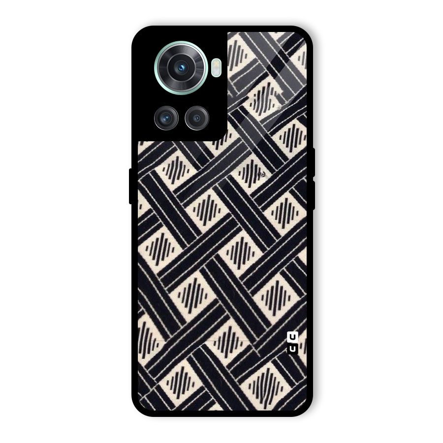 Black Beige Criscros Glass Back Case for OnePlus 10R