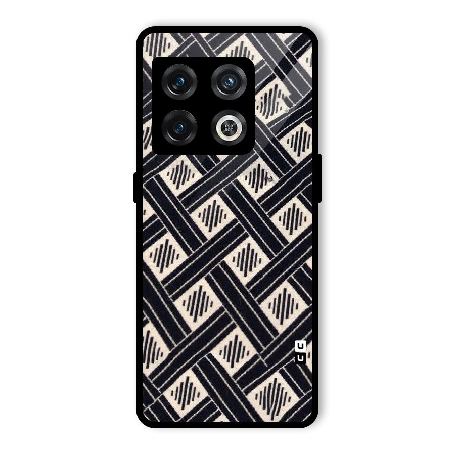 Black Beige Criscros Glass Back Case for OnePlus 10 Pro 5G