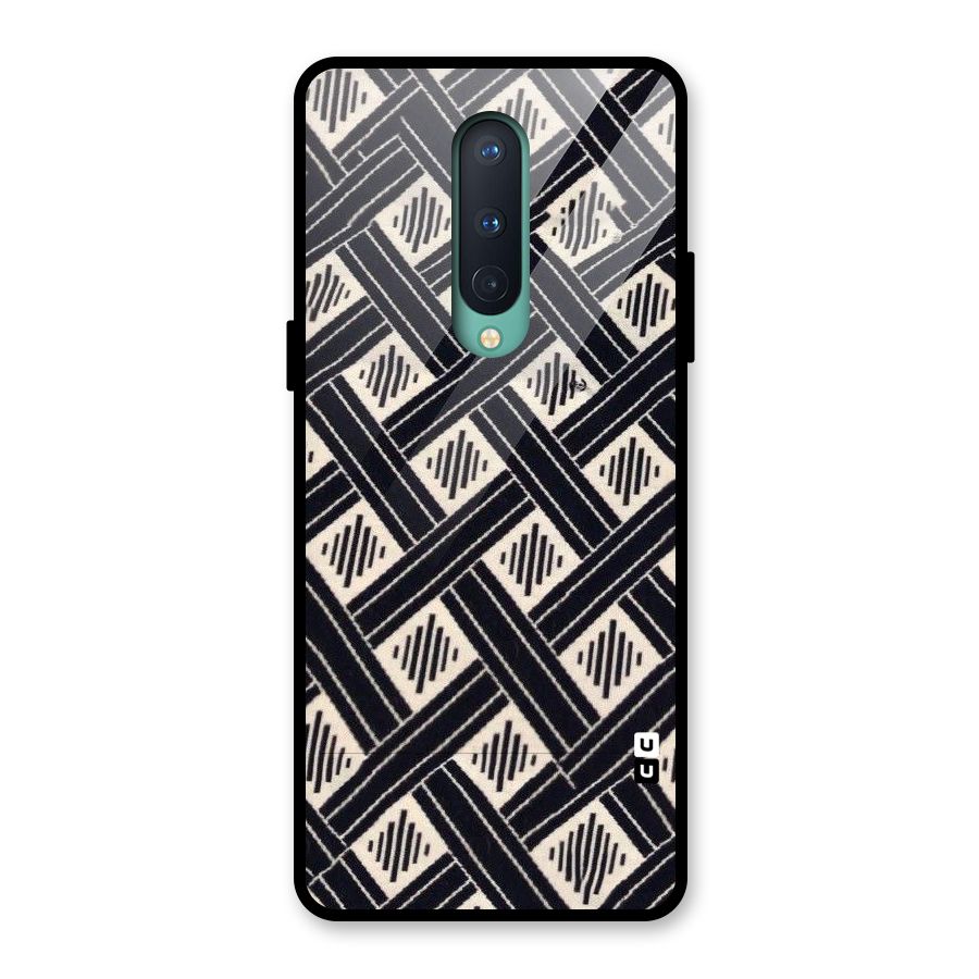 Black Beige Criscros Glass Back Case for OnePlus 8
