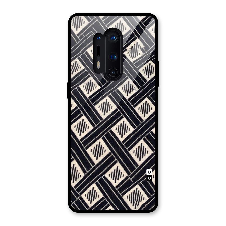 Black Beige Criscros Glass Back Case for OnePlus 8 Pro