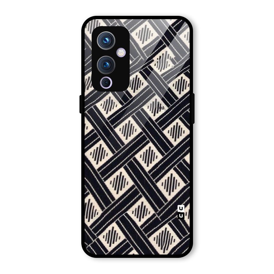 Black Beige Criscros Glass Back Case for OnePlus 9