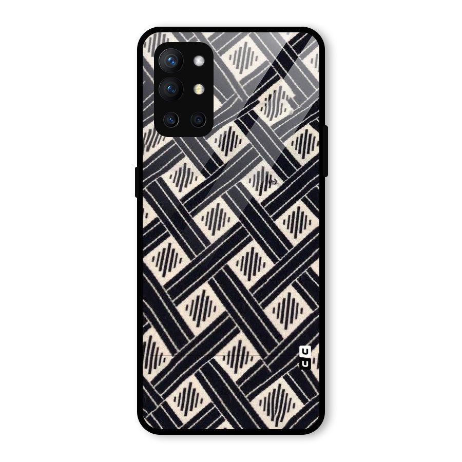 Black Beige Criscros Glass Back Case for OnePlus 9R
