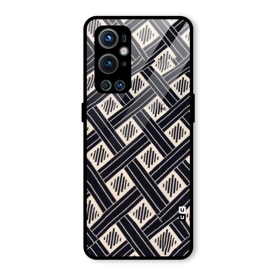Black Beige Criscros Glass Back Case for OnePlus 9 Pro
