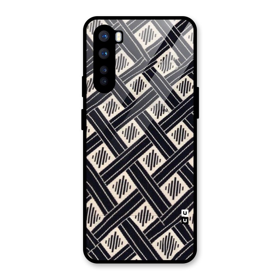 Black Beige Criscros Glass Back Case for OnePlus Nord