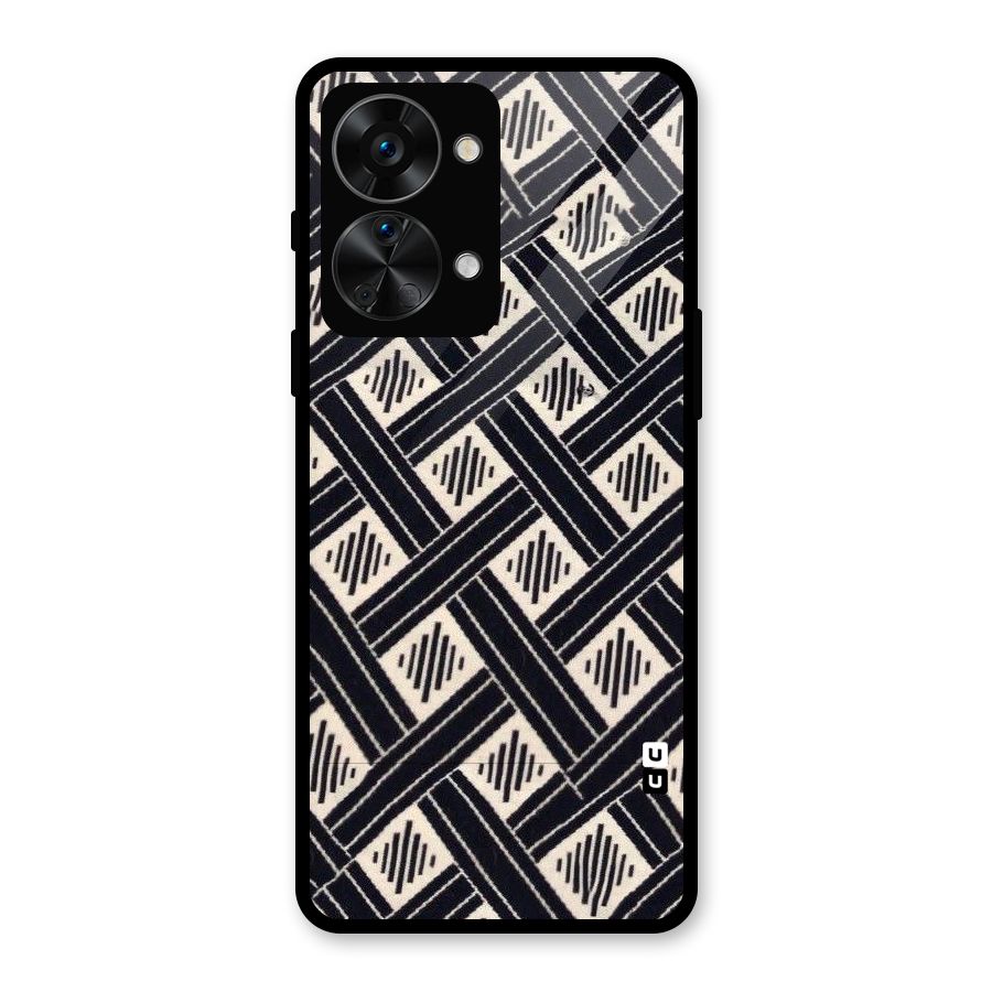 Black Beige Criscros Glass Back Case for OnePlus Nord 2T