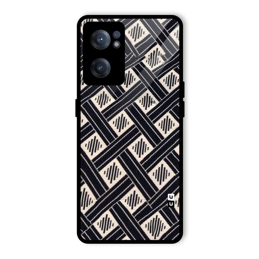 Black Beige Criscros Glass Back Case for OnePlus Nord CE 2 5G