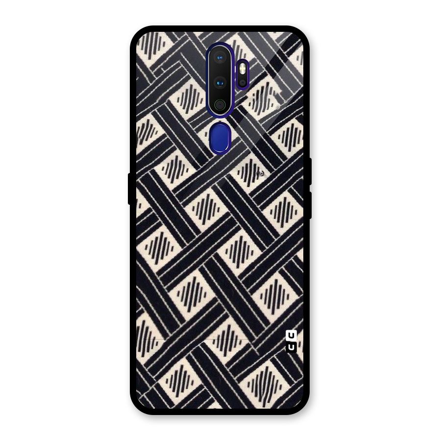 Black Beige Criscros Glass Back Case for Oppo A9 (2020)