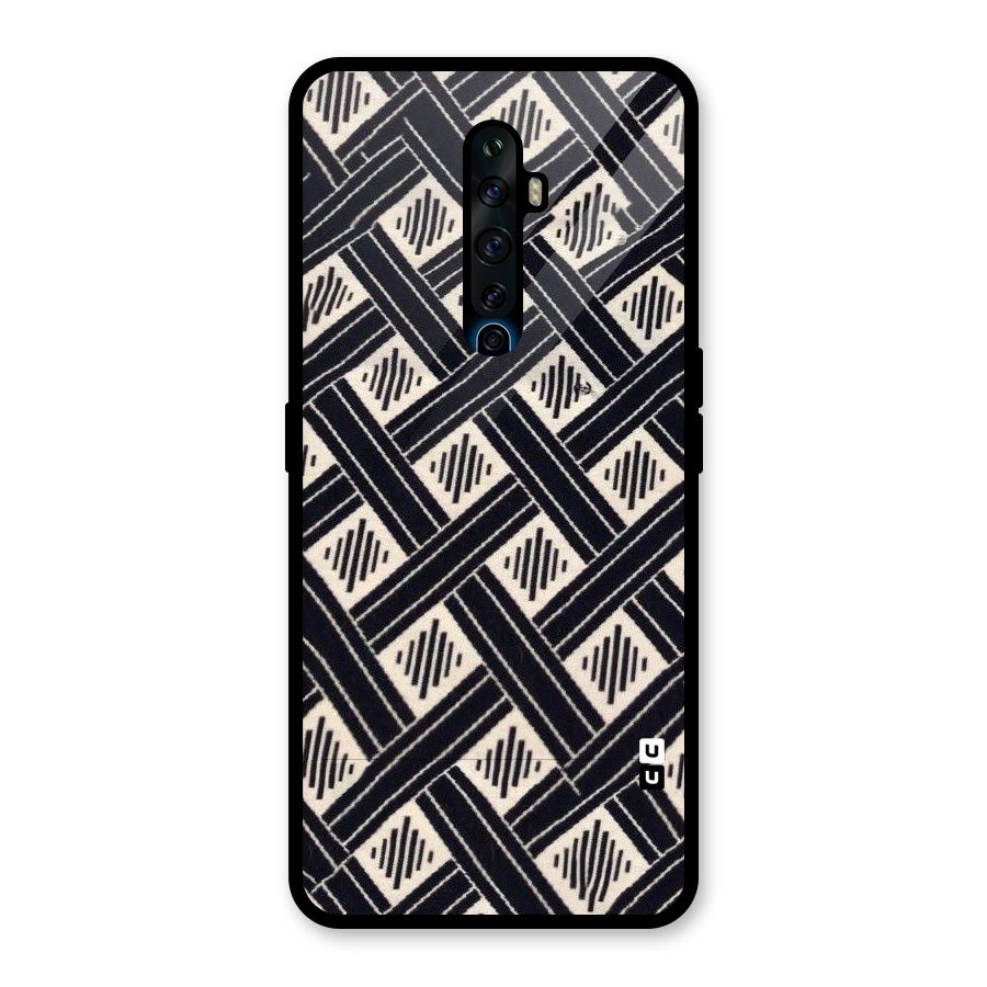 Black Beige Criscros Glass Back Case for Oppo Reno2 F