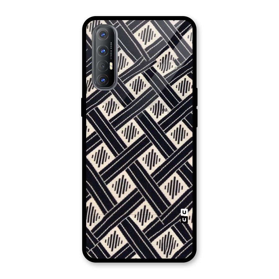 Black Beige Criscros Glass Back Case for Oppo Reno3 Pro