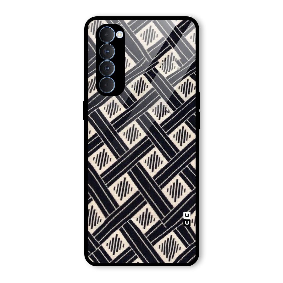 Black Beige Criscros Glass Back Case for Oppo Reno4 Pro