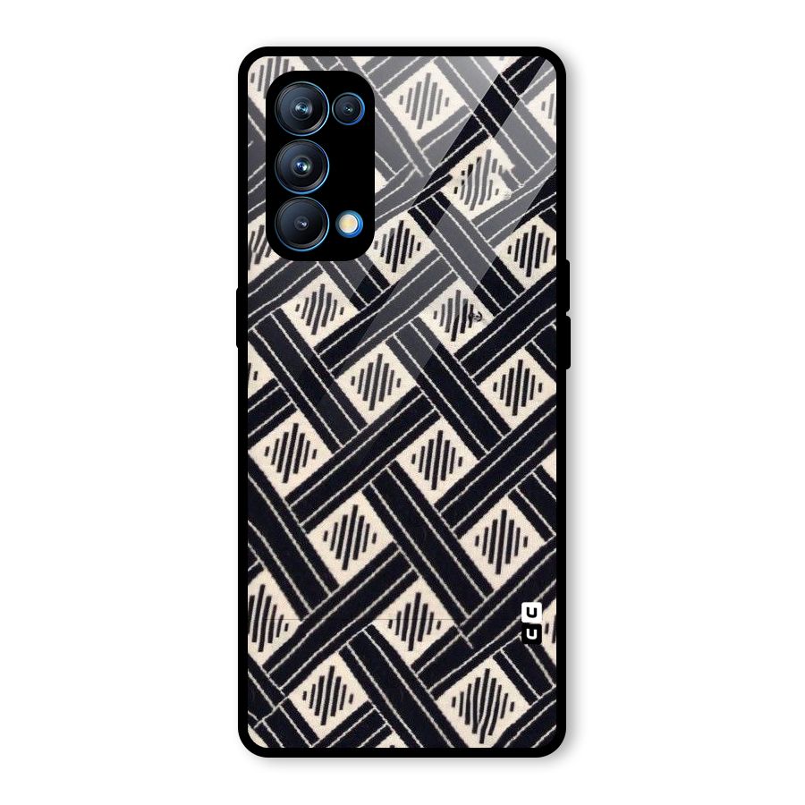Black Beige Criscros Glass Back Case for Oppo Reno5 Pro 5G
