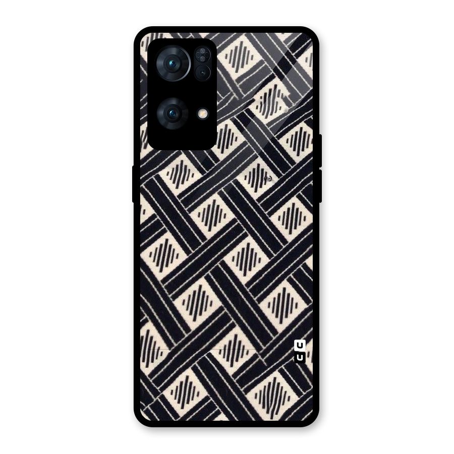 Black Beige Criscros Glass Back Case for Oppo Reno7 Pro 5G