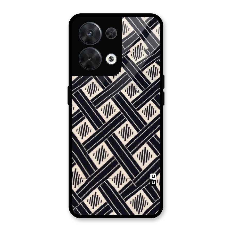 Black Beige Criscros Glass Back Case for Oppo Reno8 5G