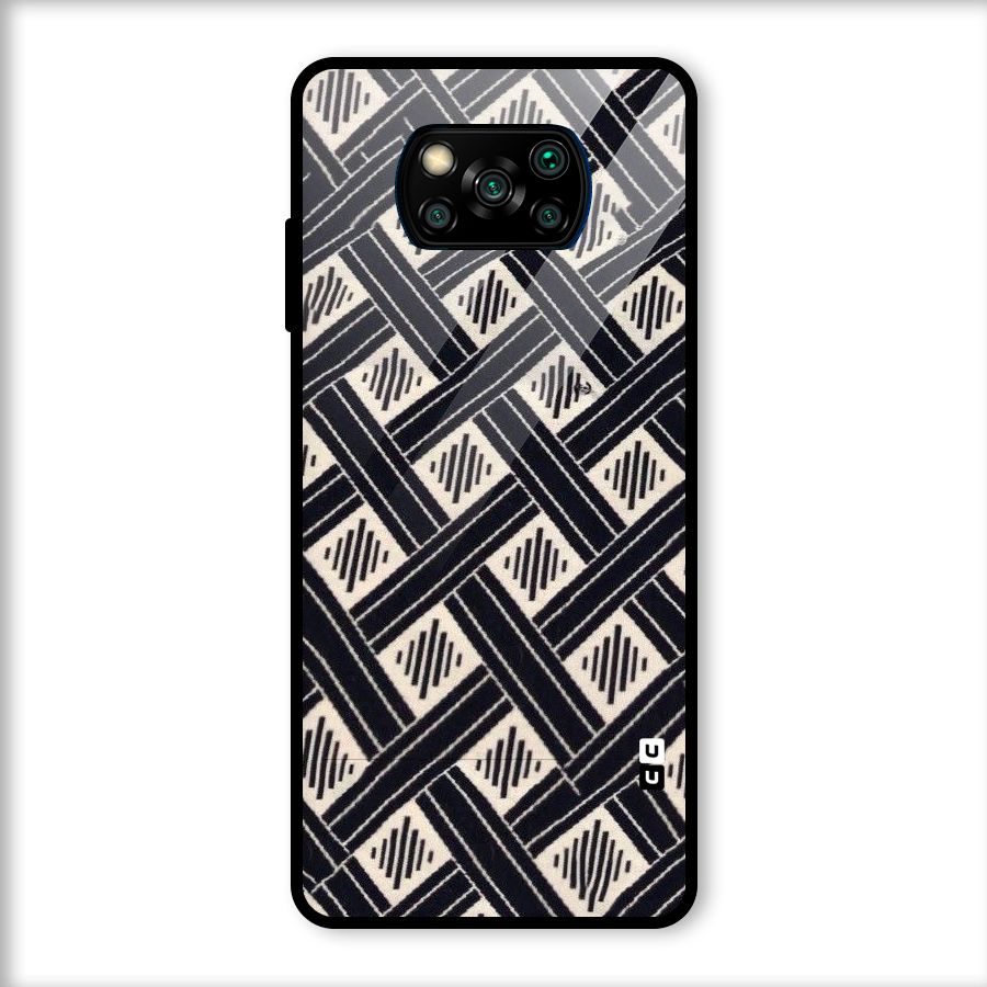 Black Beige Criscros Glass Back Case for Poco X3