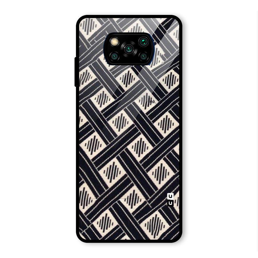 Black Beige Criscros Glass Back Case for Poco X3 Pro