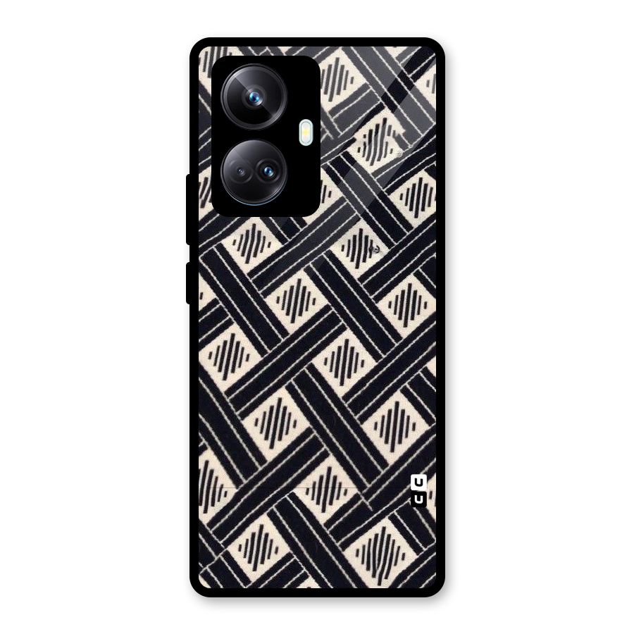 Black Beige Criscros Glass Back Case for Realme 10 Pro Plus