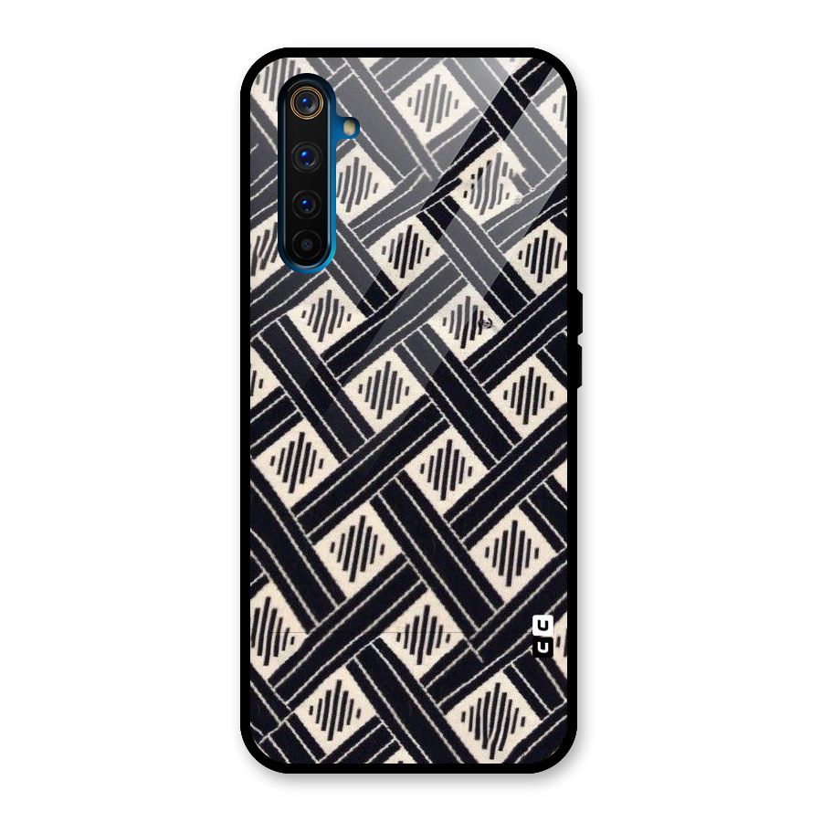 Black Beige Criscros Glass Back Case for Realme 6 Pro