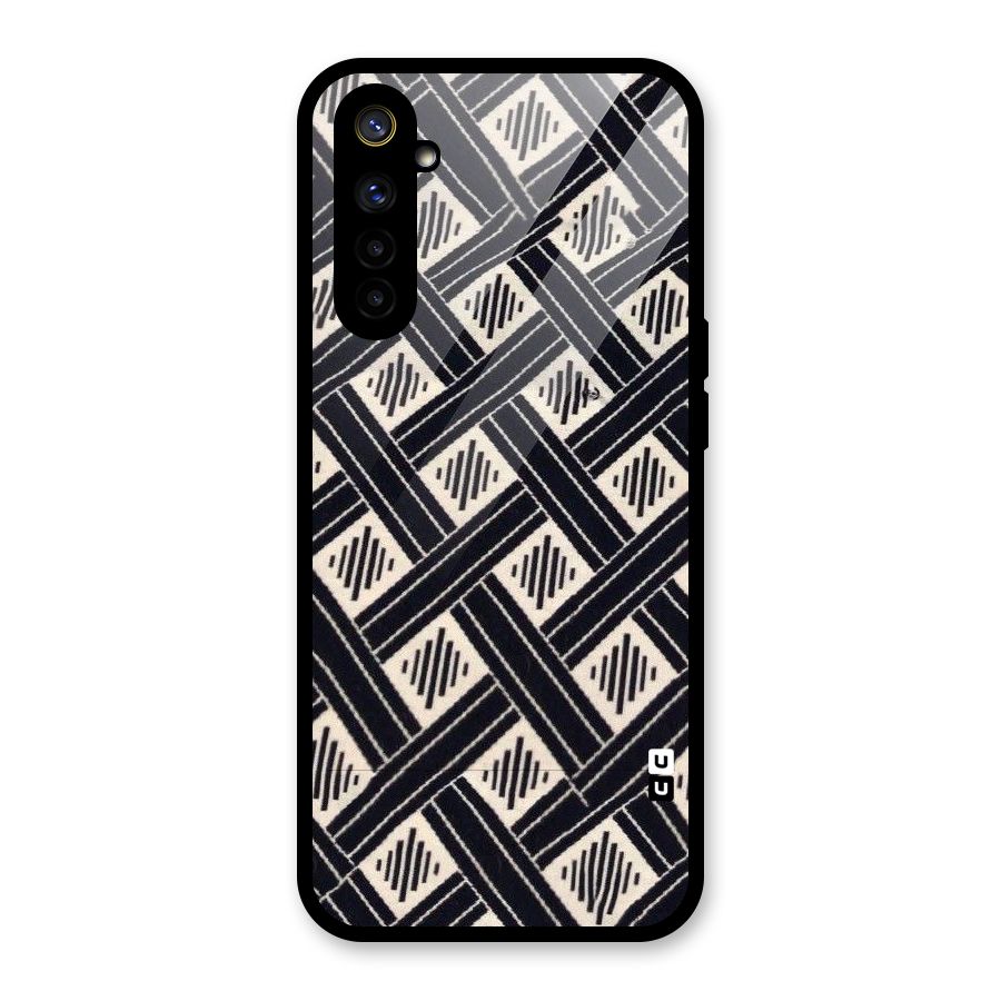 Black Beige Criscros Glass Back Case for Realme 6i