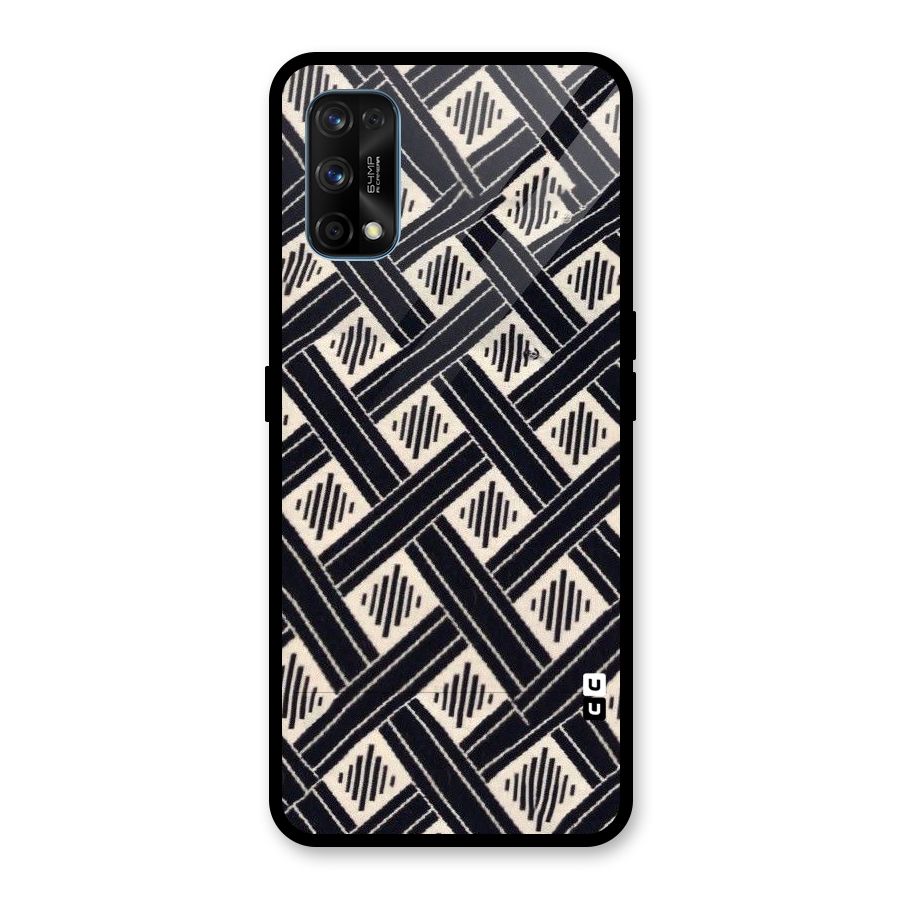 Black Beige Criscros Glass Back Case for Realme 7 Pro