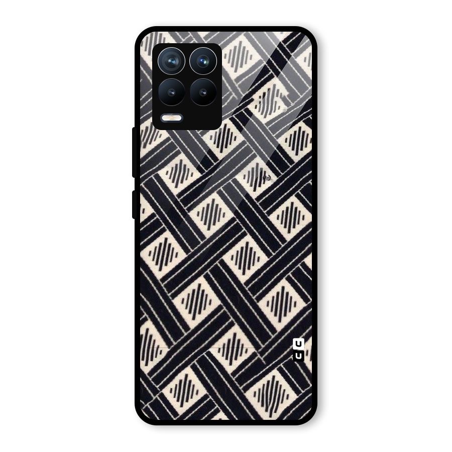 Black Beige Criscros Glass Back Case for Realme 8 Pro