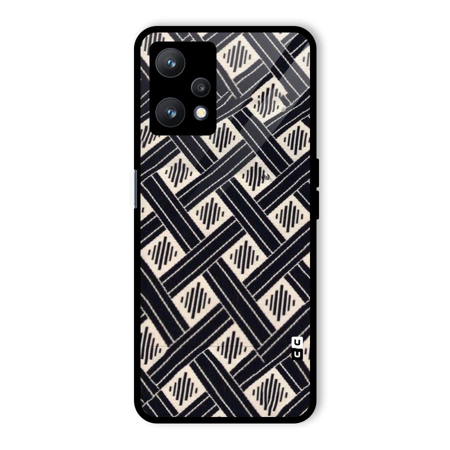 Black Beige Criscros Glass Back Case for Realme 9 Pro 5G