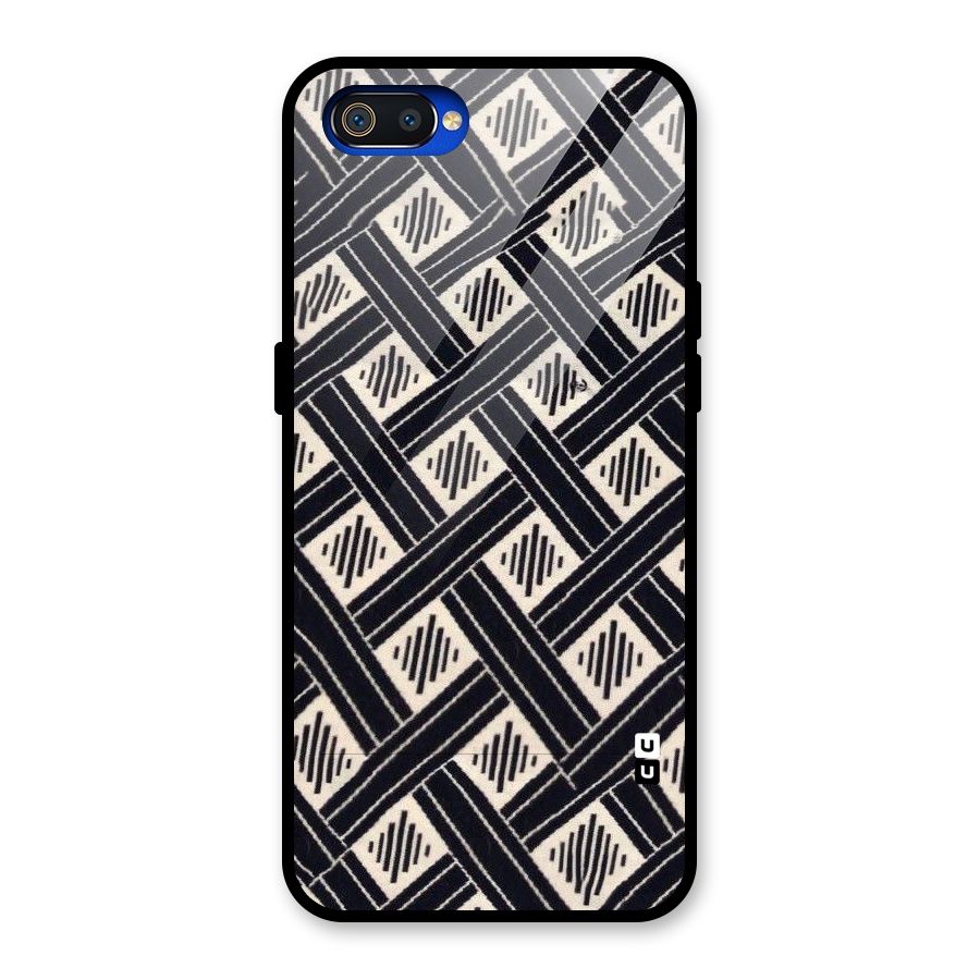 Black Beige Criscros Glass Back Case for Realme C2