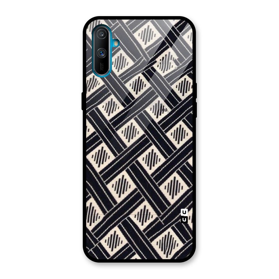 Black Beige Criscros Glass Back Case for Realme C3