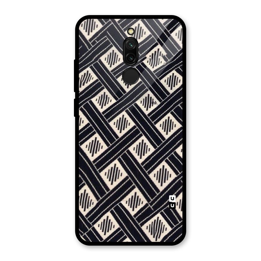 Black Beige Criscros Glass Back Case for Redmi 8