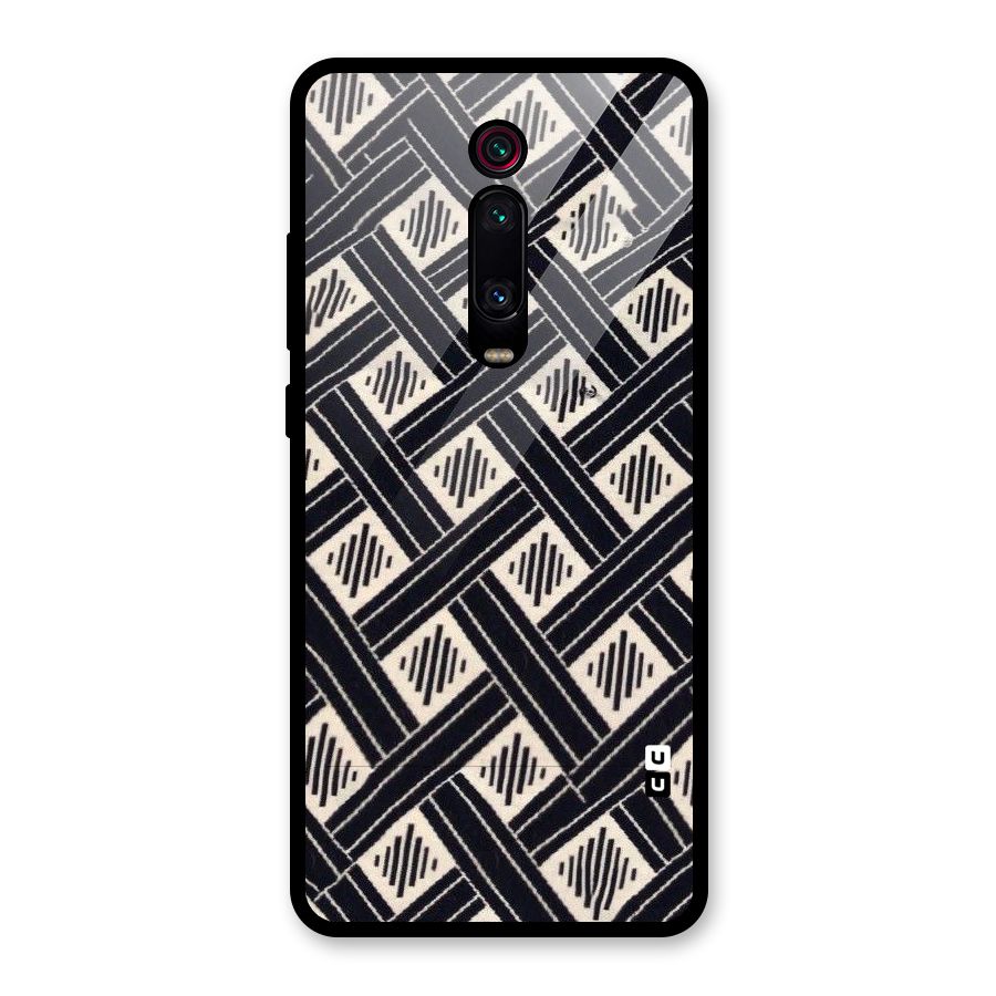 Black Beige Criscros Glass Back Case for Redmi K20