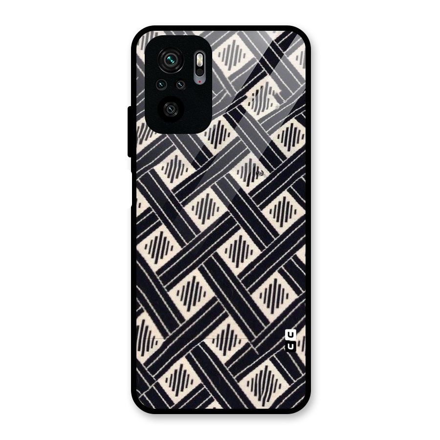 Black Beige Criscros Glass Back Case for Redmi Note 10S