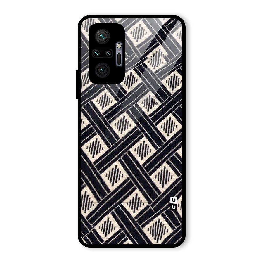 Black Beige Criscros Glass Back Case for Redmi Note 10 Pro