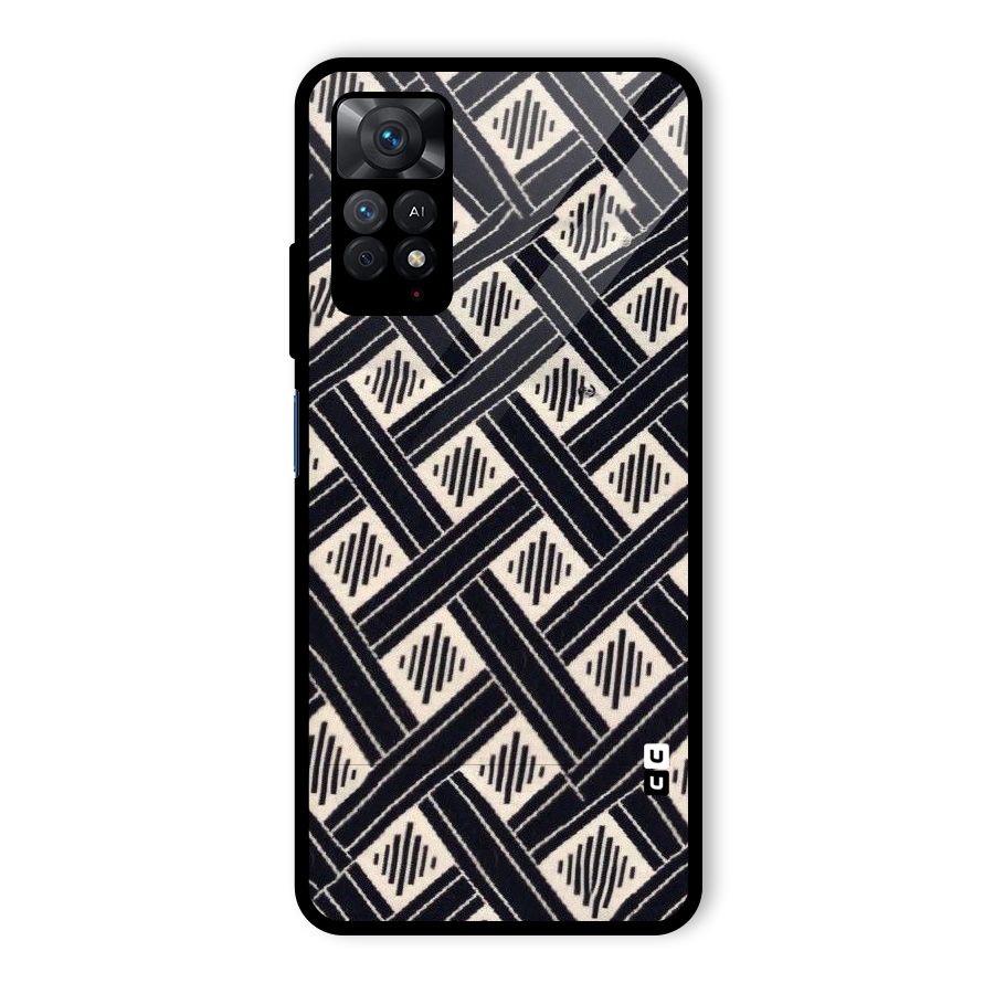 Black Beige Criscros Glass Back Case for Redmi Note 11 Pro