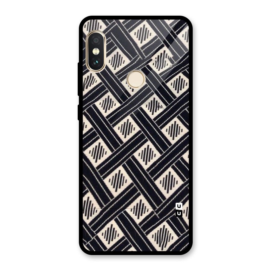 Black Beige Criscros Glass Back Case for Redmi Note 5 Pro