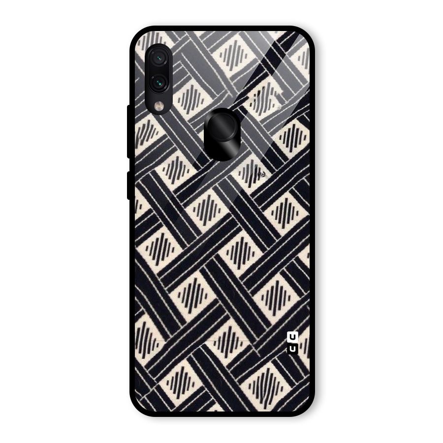 Black Beige Criscros Glass Back Case for Redmi Note 7 Pro