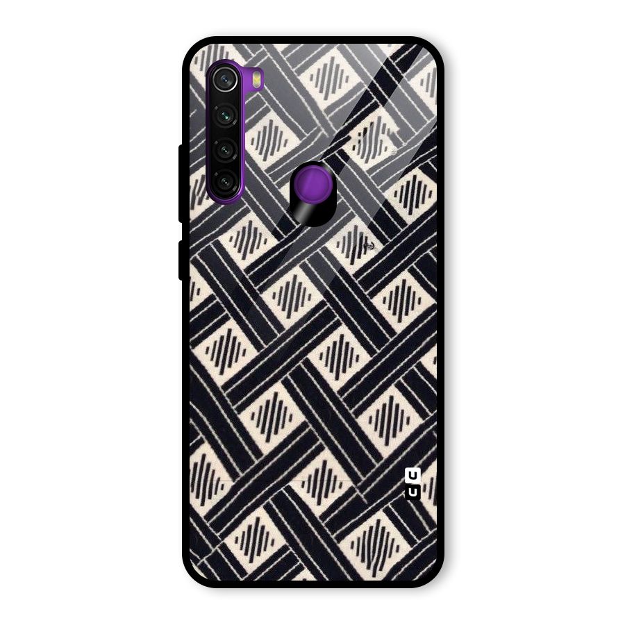 Black Beige Criscros Glass Back Case for Redmi Note 8