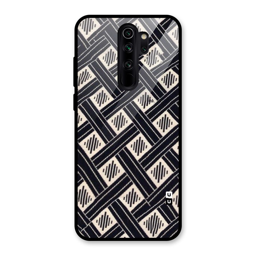 Black Beige Criscros Glass Back Case for Redmi Note 8 Pro
