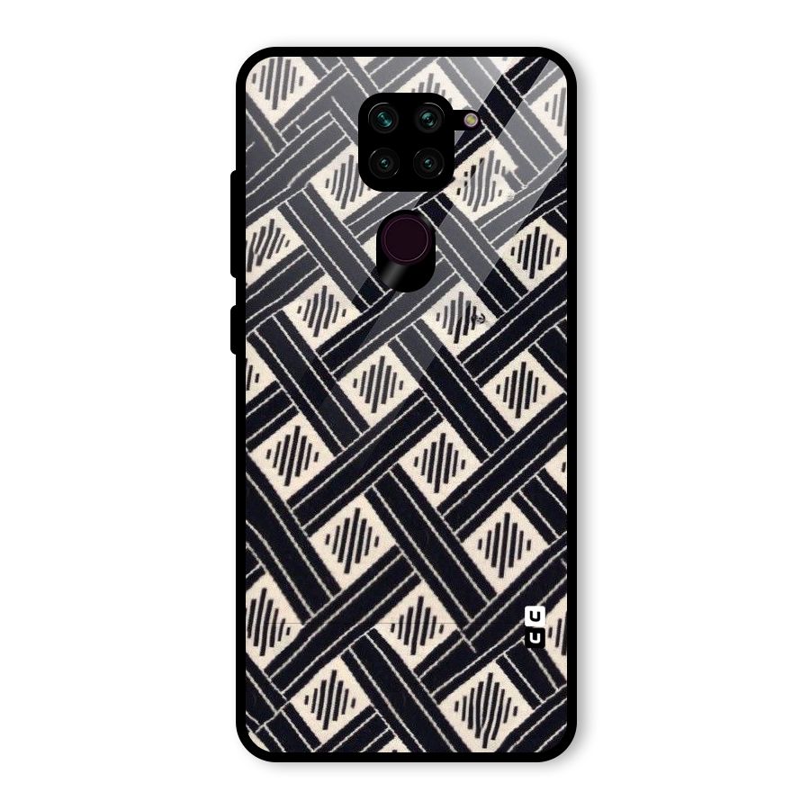 Black Beige Criscros Glass Back Case for Redmi Note 9