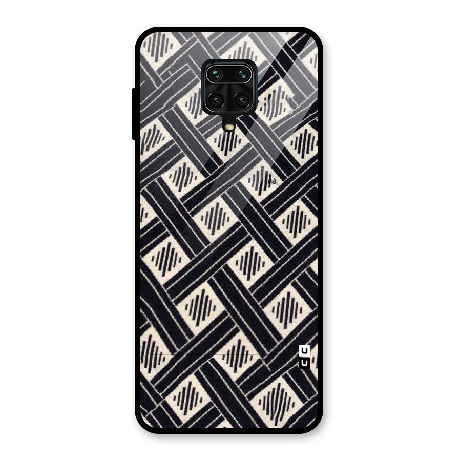 Black Beige Criscros Glass Back Case for Redmi Note 9 Pro Max